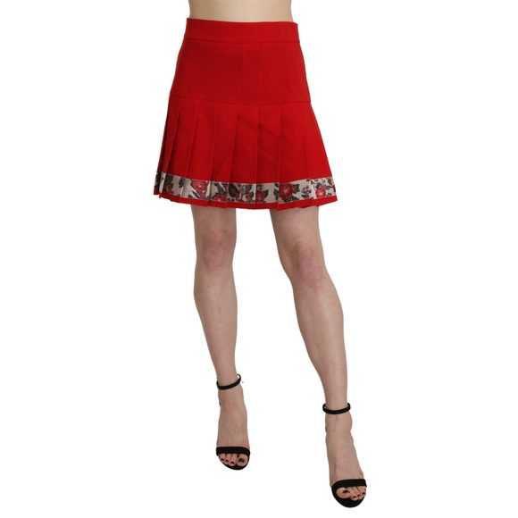 Dolce & Gabbana Dresses & Skirts - Dolce & Gabbana Red High Waist Wool Short Floral Print Skirt